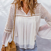 Tina - Stylish Mesh-Sleeve Blouse